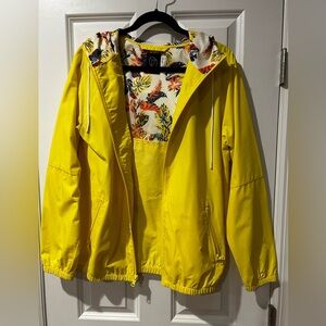 Vibrant Yellow Hooded Jacket with two front deep pockets